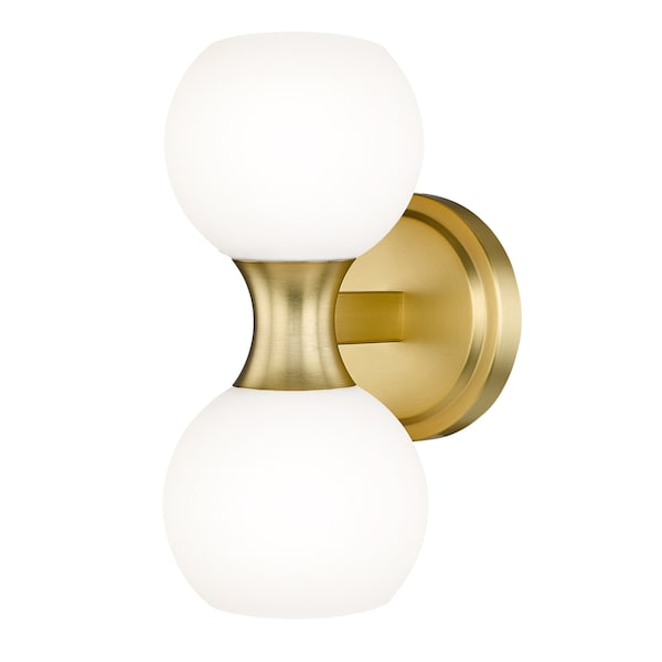 Artemis Wall Sconce, 2-Light, 6.5 In.W X 5 In.L X 10.75 In.H, Modern Gold/Matte Opal